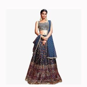 Aegean Blue Lehenega Ethnic Indian Wedding Party Bollywood